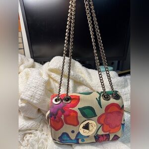 Kate Spade Multicolor Floral Shoulder Bag New York mini Crossbody silver chain